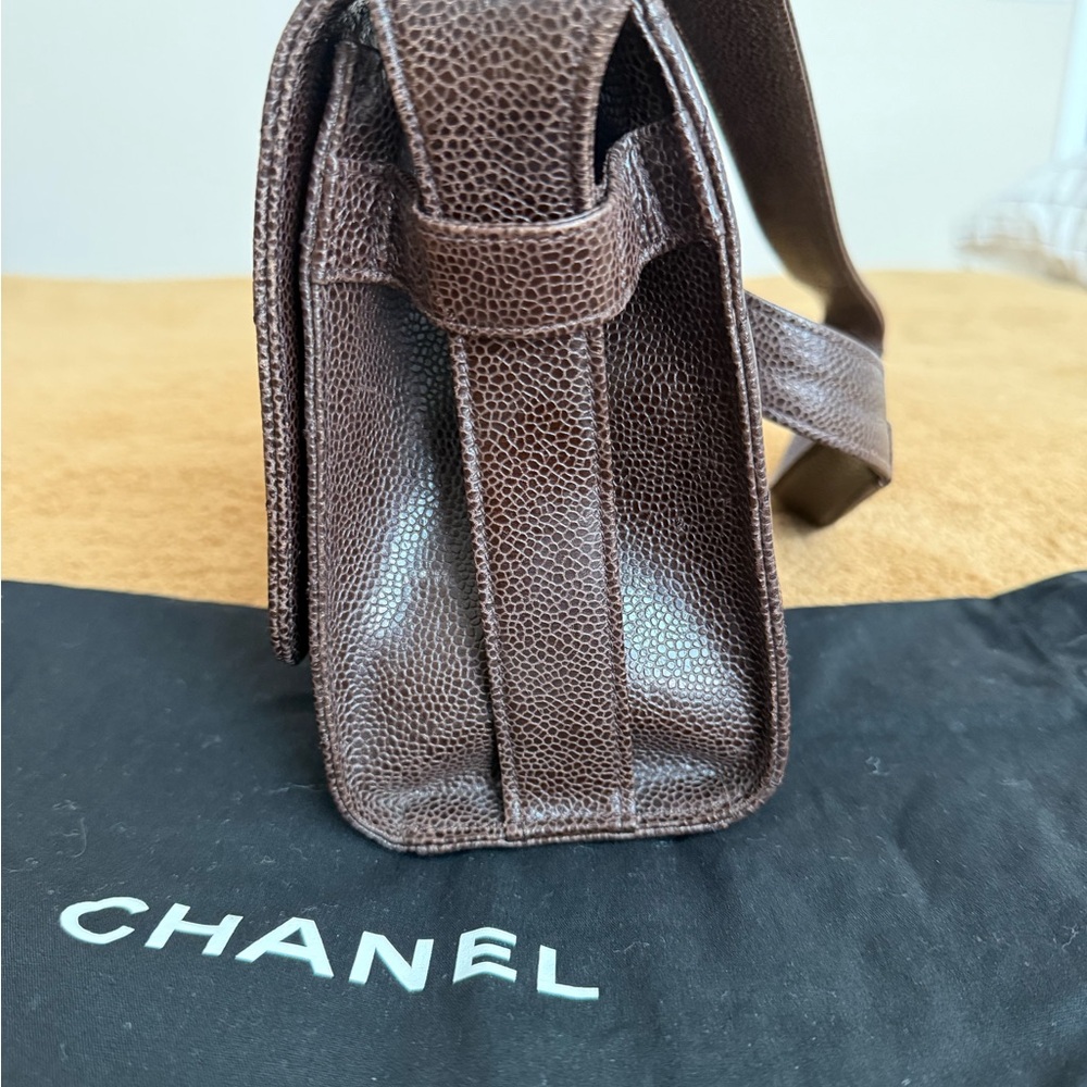 Chanel Brown caviar Chevron Quilted shoulder bag 24K gold plated HDW - Picture 5 of 11